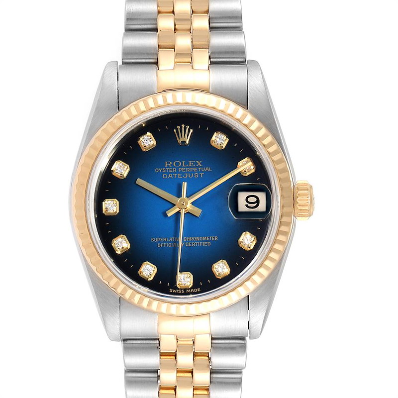 Rolex Datejust Midsize 31 Steel Yellow Gold Vignette Diamond Watch 78273 SwissWatchExpo
