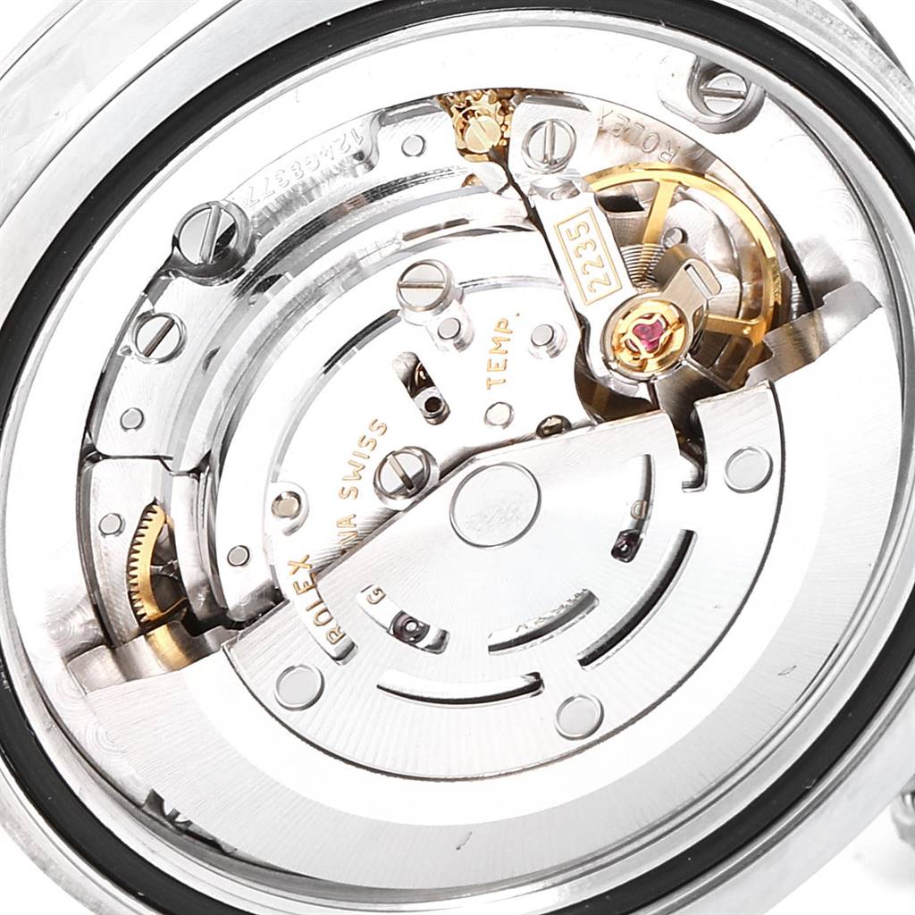 The image shows an internal, top-down view of the movement mechanism of a Rolex Mid-Size 178274 Women's Stainless Steel Silver Dial 178274 Women's Stainless Steel Silver Dial watch.