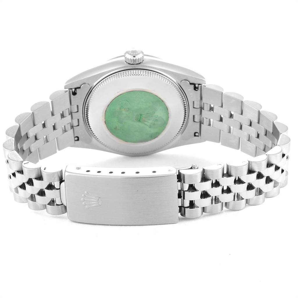 The image displays the backside and clasp of a Rolex Mid-Size 68274 Women's Stainless Steel Silver Dial 68274 Women's Stainless Steel Silver Dial model watch, showing the case back and part of the bracelet.