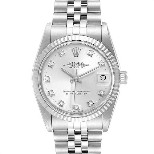 Photo of Rolex Datejust Midsize Steel White Gold Diamond Dial Ladies Watch 68274