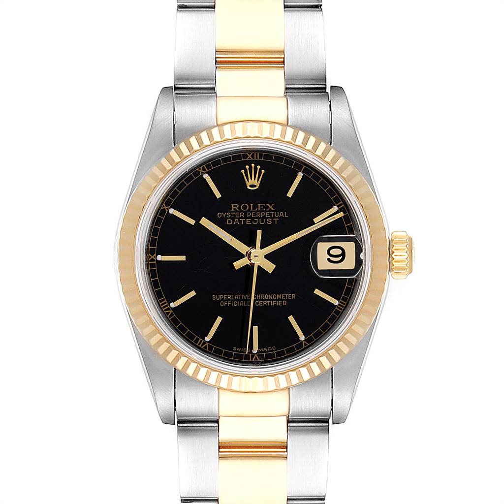 Rolex Datejust Midsize Black Dial Steel Yellow Gold Ladies Watch 78273 ...