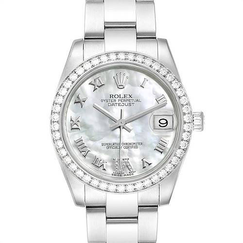 Photo of Rolex Datejust Midsize Steel White Gold MOP Diamond Ladies Watch 178384