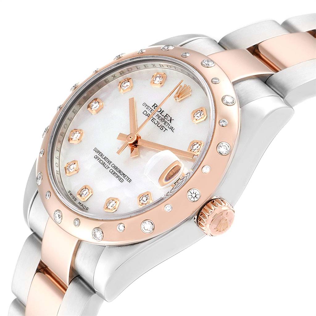 Rolex Datejust Midsize 31 Steel Everose Gold Diamond Ladies Watch ...