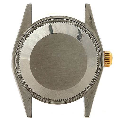 The image shows the back case of a Rolex Mid-Size 78273 Women's Stainless Steel Beige Dial 78273 Women's Stainless Steel Beige Dial watch, including the case sides and crown.