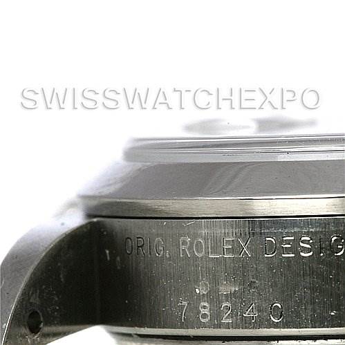 This image shows a side view of a Rolex Mid-Size 78240 Women's Stainless Steel White Dial 78240 Women's Stainless Steel White Dial model watch case with the inscription "Orig. Rolex Design" and the model number "78240."
