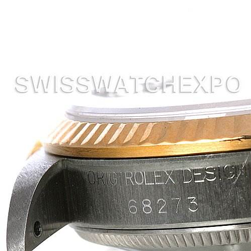 The image shows a close-up of the side of a mid-size Rolex watch, highlighting the case with the model number 68273 engraved.