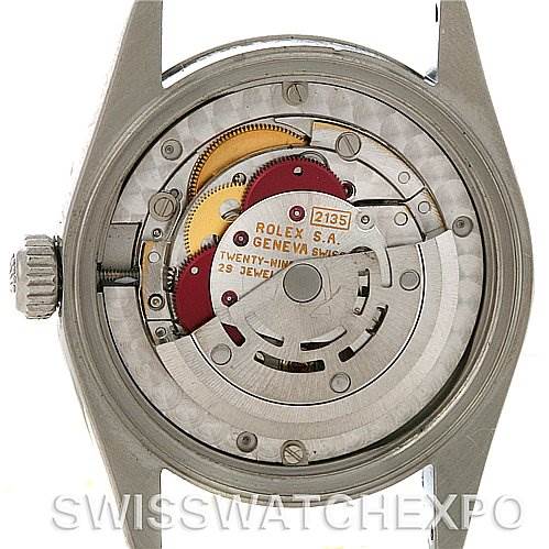 The image shows the internal mechanism of a Rolex Mid-Size 68240 Women's Stainless Steel Pink Dial 68240 Women's Stainless Steel Pink Dial watch movement, viewed from the back without the case back attached.
