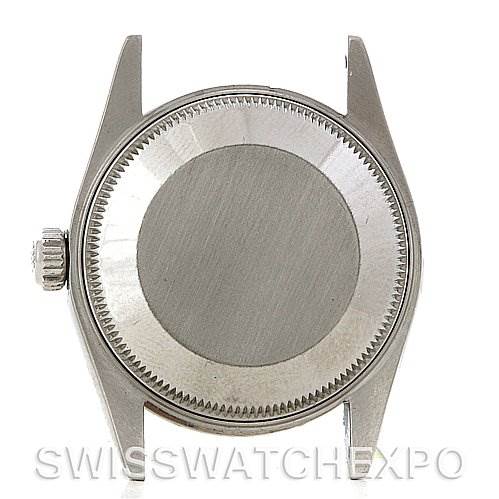 This image shows the case back and lugs of a Mid-Size Rolex watch, viewed from the back.
