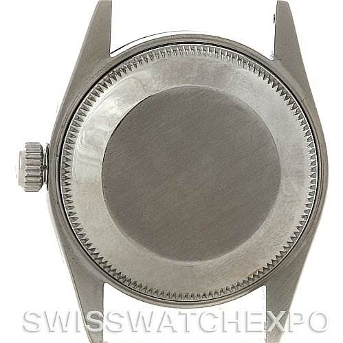 The image shows the back view, crown, and lugs of a Rolex Mid-Size 67480 Women's Stainless Steel Black Dial 67480 Women's Stainless Steel Black Dial model watch case.