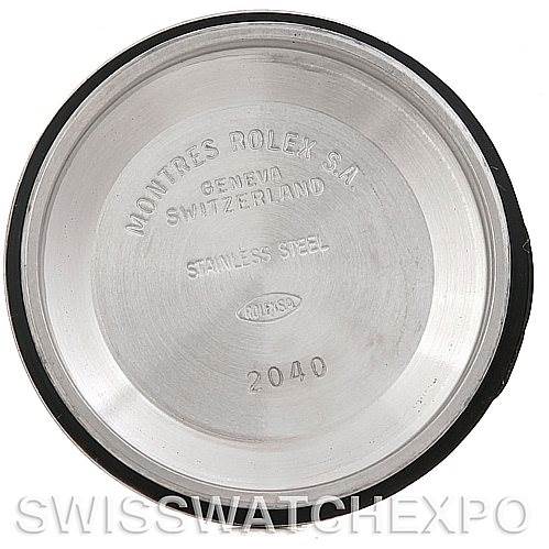 The image shows the inner side of the case back for a mid-size Rolex watch.