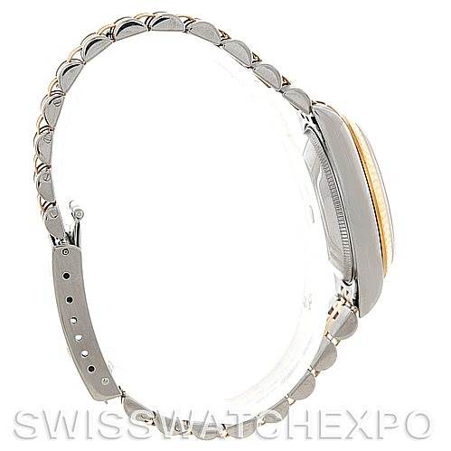 The image shows a side profile of a Rolex Mid-Size 78273 Women's Stainless Steel Mother of Pearl Dial 78273 Women's Stainless Steel Mother of Pearl Dial watch, highlighting the bracelet, clasp, and case.