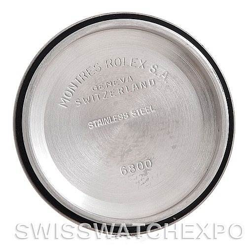 This is an image of the inside case back of a Mid-Size Rolex watch, showing the inscriptions including "Stainless Steel" and "6800".