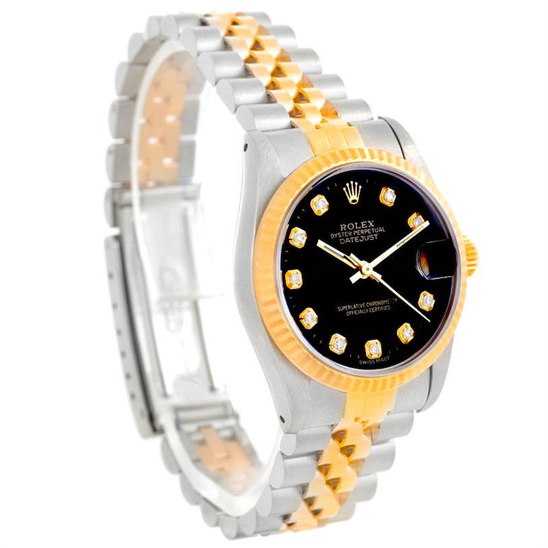 Rolex Datejust Midsize Steel 18k Gold Diamond Watch 68273 SwissWatchExpo