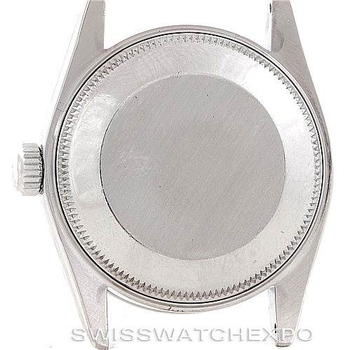 The image shows the case back and lugs of a Rolex Mid-Size 67480 Women's Stainless Steel Blue Dial 67480 Women's Stainless Steel Blue Dial model watch from a rear angle.