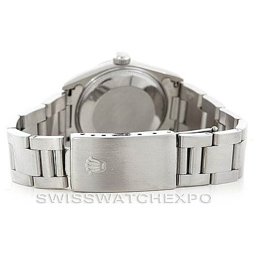 This image shows the back and clasp of a Rolex Mid-Size 67480 Women's Stainless Steel Blue Dial 67480 Women's Stainless Steel Blue Dial model watch at a rear angle.