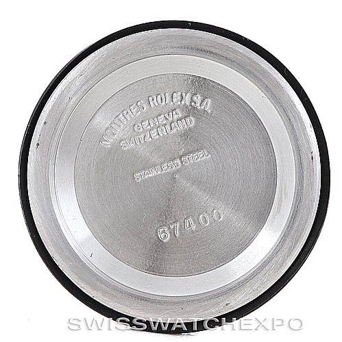 The image shows the inside view of a Rolex Mid-Size 67480 Women's Stainless Steel Silver Dial 67480 Women's Stainless Steel Silver Dial watch case back.