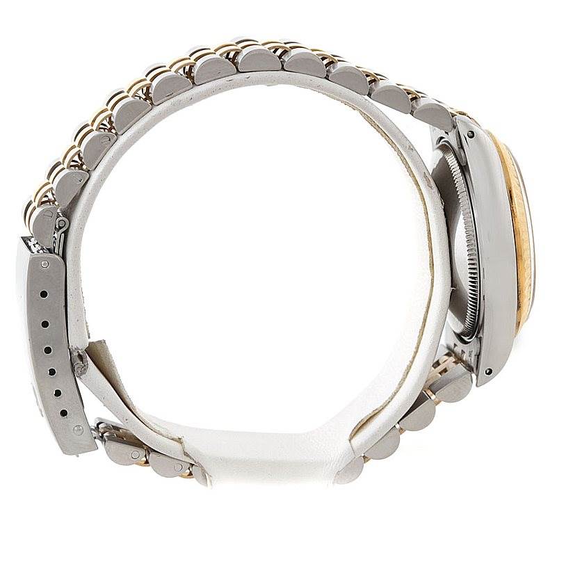 This image shows a side view of the band and case of a Mid-Size Rolex watch.