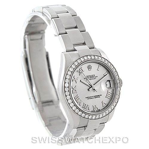The image shows a front and left-side view of a Rolex Mid-Size 178384 Women's Stainless Steel Grey Dial 178384 Women's Stainless Steel Grey Dial watch, highlighting its dial, bezel, and bracelet.