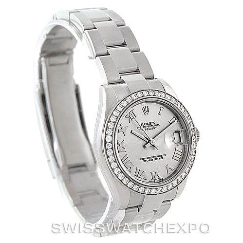 Rolex Datejust Midsize Steel 18k White Gold Diamond Watch 178384 SwissWatchExpo