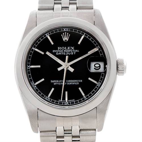 Photo of Rolex Datejust Midsize Steel Black Dial Watch 78240