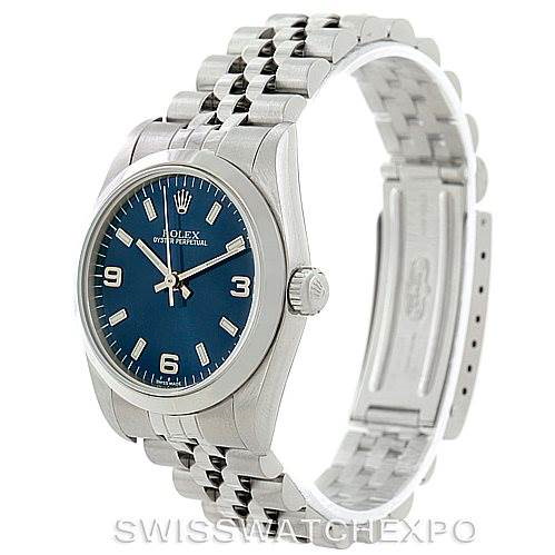 Rolex Midsize Oyster Perpetual Steel Blue Dial Watch 77080 SwissWatchExpo