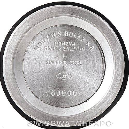This image shows the interior case back of a Rolex Mid-Size 68240 Women's Stainless Steel White Dial 68240 Women's Stainless Steel White Dial model watch.
