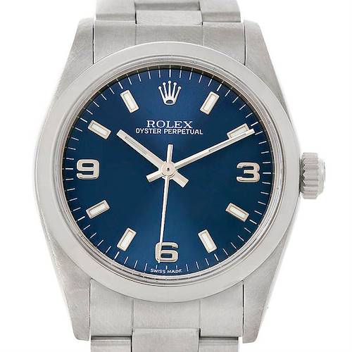 Photo of Rolex Midsize Oyster Perpetual Blue Dial Steel Watch 77080
