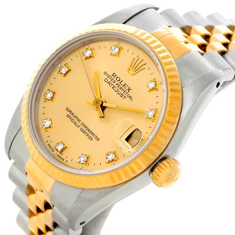 Rolex Datejust Midsize Steel 18k Gold Diamond Watch 68273 | SwissWatchExpo