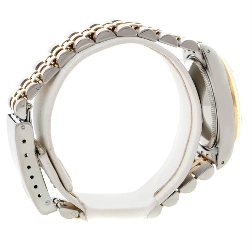 The image shows a side view of the mid-size Rolex watch, focusing on the bracelet and clasp.