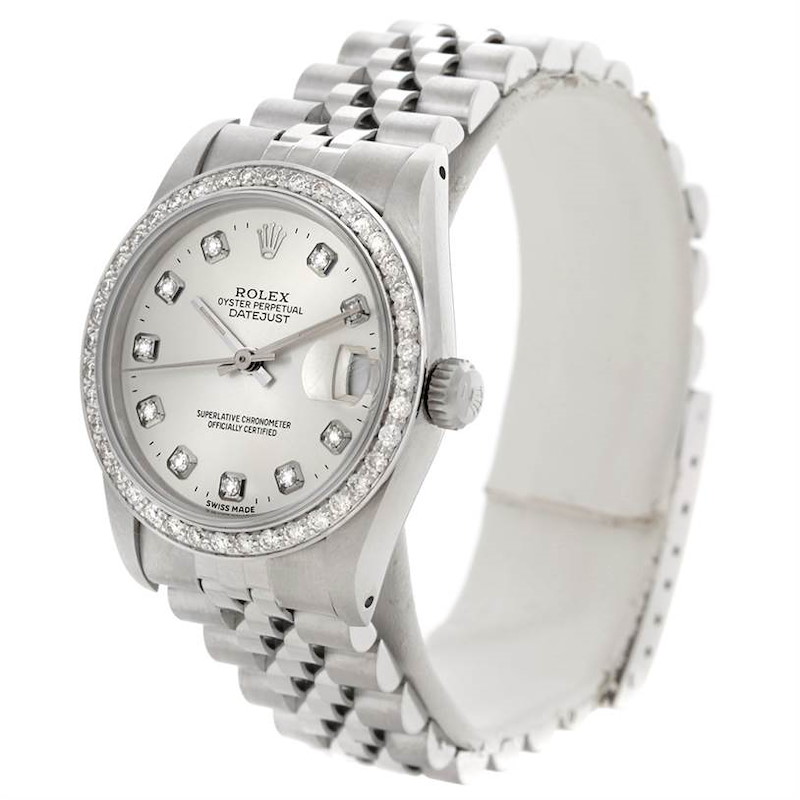 Rolex Datejust Midsize Steel 18k White Gold Diamond Watch 68274 SwissWatchExpo