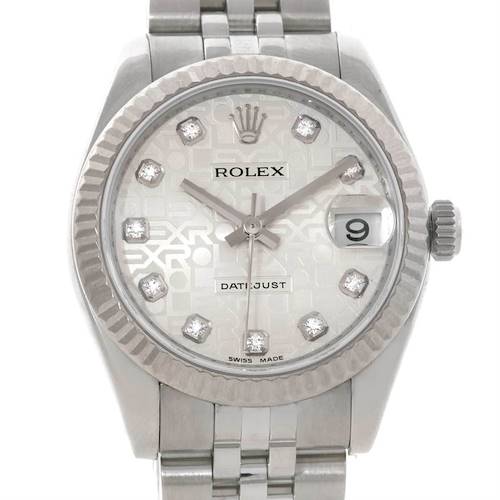 Photo of Rolex Datejust Midsize Steel 18k White Gold Diamond Watch 178274
