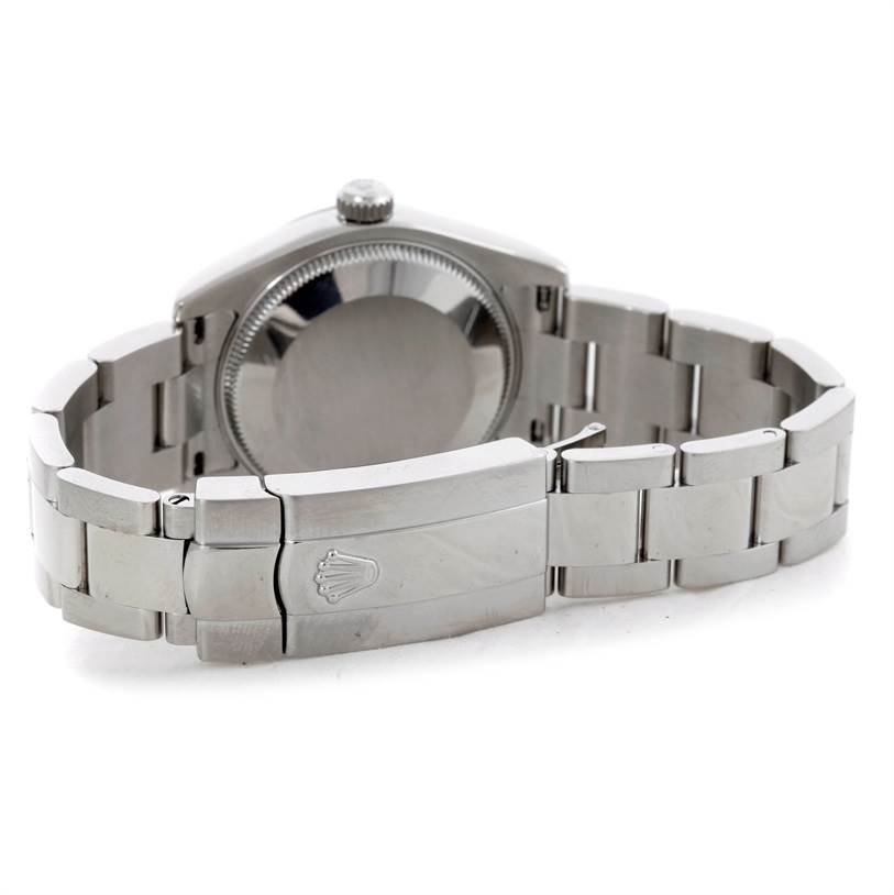 The image shows the back of the Rolex Mid-Size 178240 Men's Stainless Steel White Dial 178240 Men's Stainless Steel White Dial model watch, including the case, bracelet, and clasp.