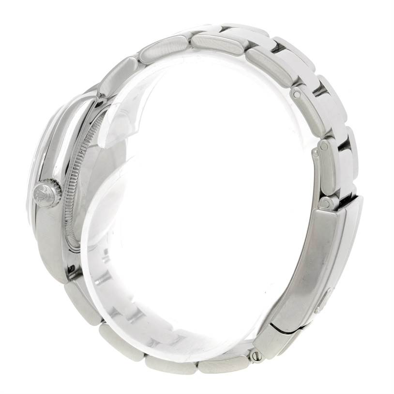 This image shows a side view of a Mid-Size Rolex watch, focusing on the bracelet and part of the case.