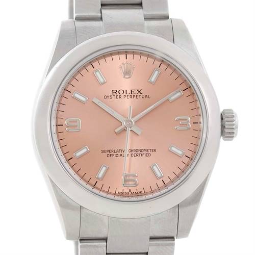 Photo of Rolex Oyster Perpetual Midsize Steel Salmon Dial Watch 177200