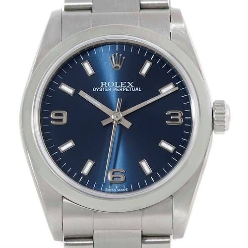 Photo of Rolex Midsize Datejust Blue Dial Oyster Bracelet Steel Watch 77080