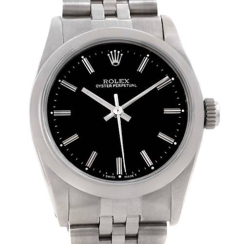 Photo of Rolex Midsize Oyster Perpetual Black Dial Stainless Steel Watch 67480