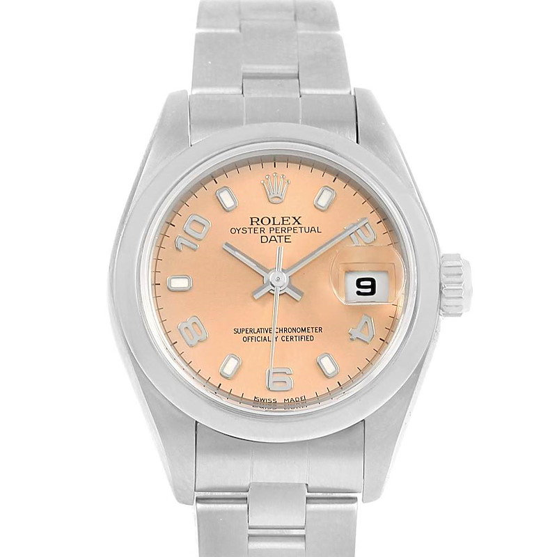 Rolex Date Salmon Dial Automatic Steel Ladies Watch 79160 SwissWatchExpo