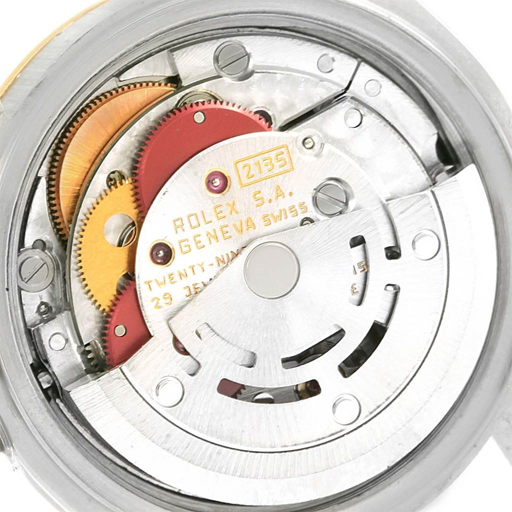 This image shows the internal mechanism and movement of a Rolex Date 69173 Women's Stainless Steel Blue Dial 69173 Women's Stainless Steel Blue Dial model watch.