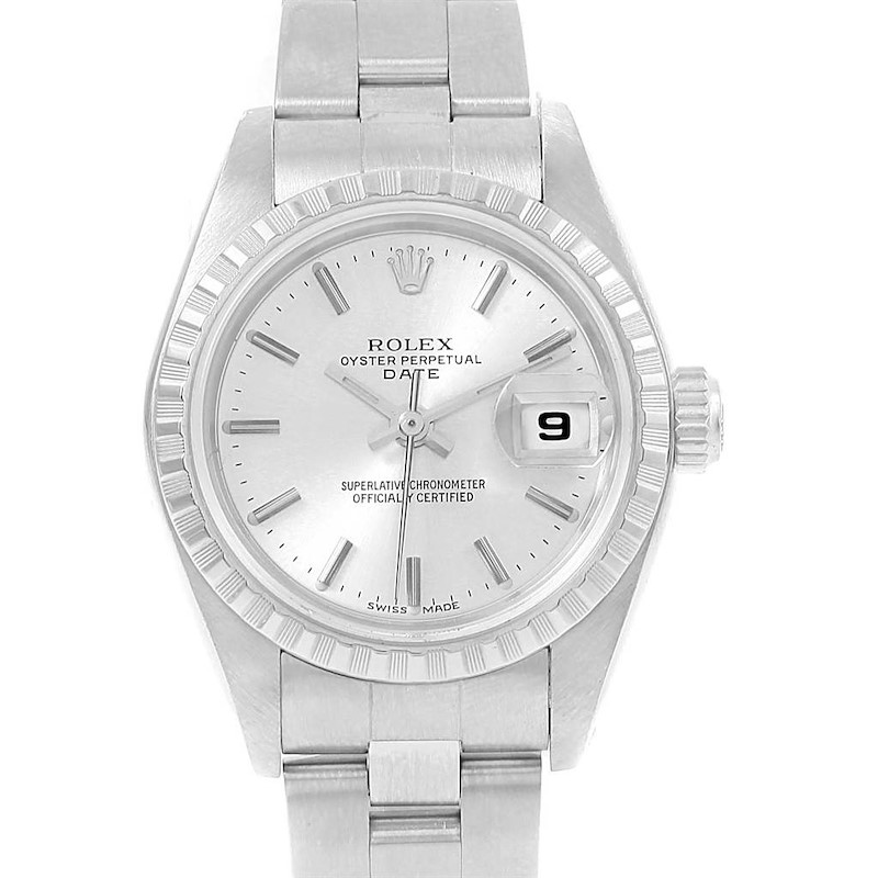 Rolex Date Silver Dial Oyster Bracelet Ladies Watch 79240 Box Papers SwissWatchExpo