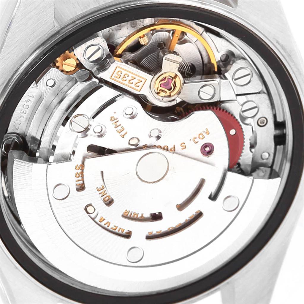 The image shows a close-up view of the internal movement components of a Rolex Date 79190 Women's Stainless Steel Silver Dial 79190 Women's Stainless Steel Silver Dial watch model.