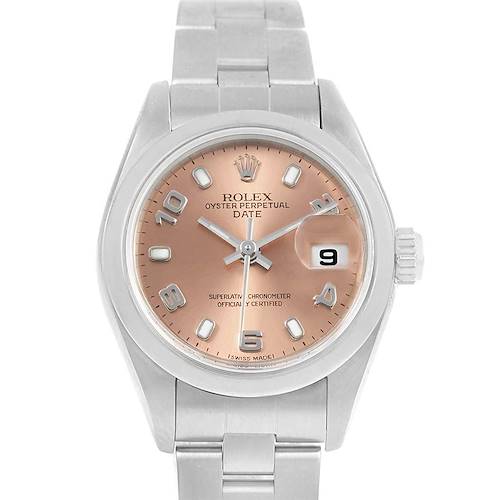 Photo of Rolex Date Salmon Dial Oyster Bracelet Steel Ladies Watch 79160