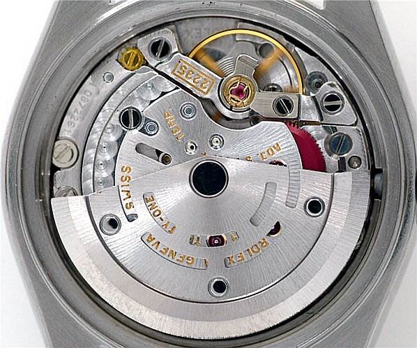 This is a view of the inner mechanical movement of a Rolex Date 79190 Women's Stainless Steel Black Dial 79190 Women's Stainless Steel Black Dial model watch.