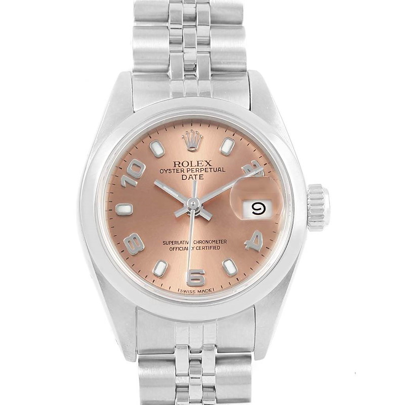 Rolex Date Salmon Dial Jubilee Bracelet Steel Ladies Watch 79160 SwissWatchExpo
