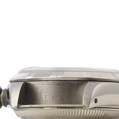 The image shows a side view of a Rolex Date 69190 Women's Stainless Steel Blue Dial 69190 Women's Stainless Steel Blue Dial watch model, displaying the casing and the model number 69190.