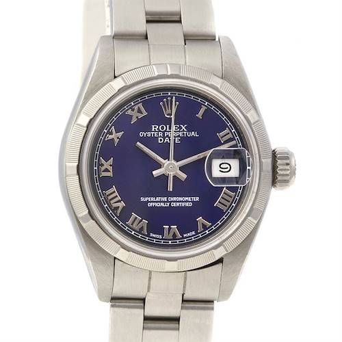 Photo of Rolex Date Ladies Ss Watch Blue Roman Dial 69190