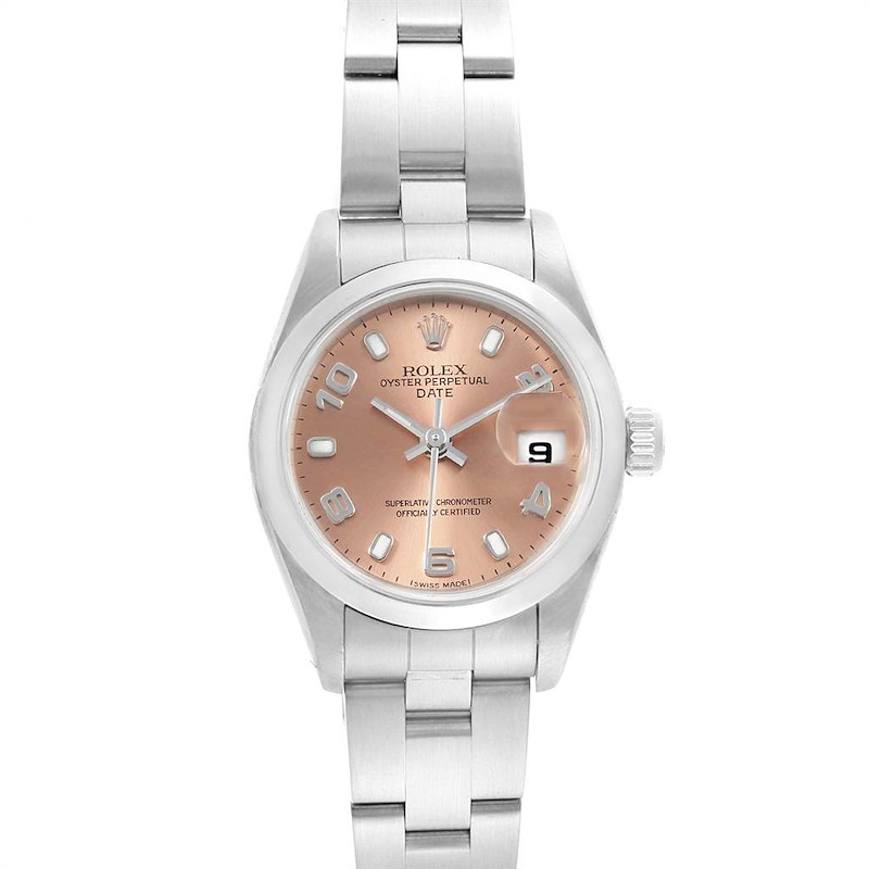 Rolex Date 26 Salmon Dial Oyster Bracelet Steel Ladies Watch 79160 SwissWatchExpo