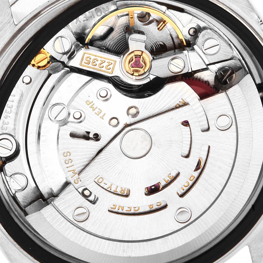 The image shows a close-up view of the internal movement mechanism of a Rolex Date 79190 Women's Stainless Steel White Dial 79190 Women's Stainless Steel White Dial model watch.