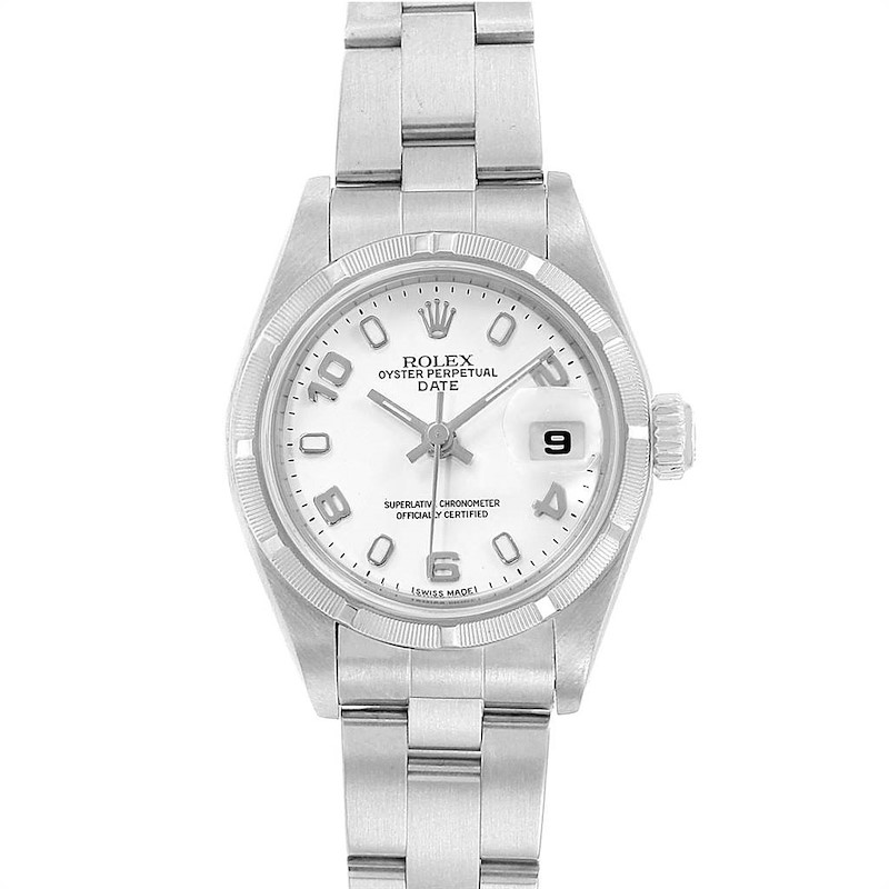 Rolex Date White Dial Oyster Bracelet Steel Ladies Watch 79190 SwissWatchExpo