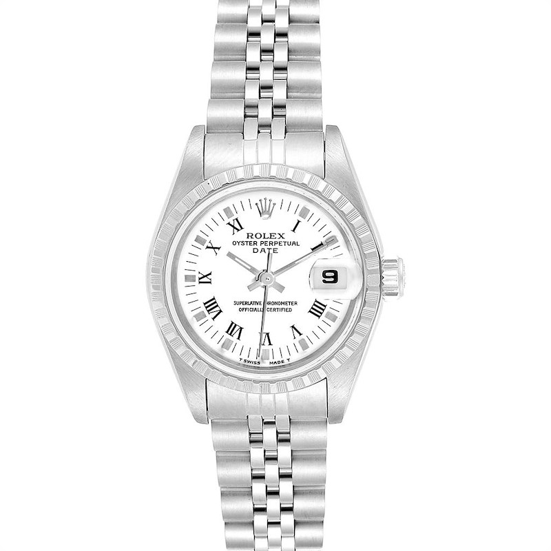 Rolex Date White Dial Steel Ladies Watch 69240 Box Papers SwissWatchExpo