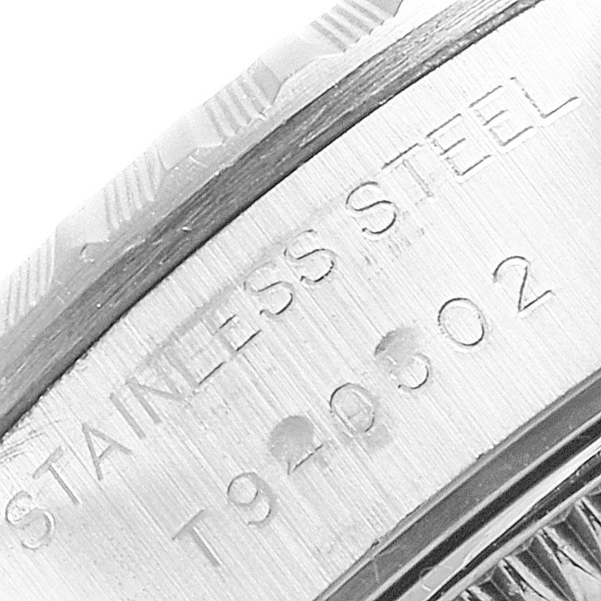 The image shows an engraved side view of the stainless steel casing of a Rolex Date 69240 Women's Stainless Steel White Dial 69240 Women's Stainless Steel White Dial model watch.